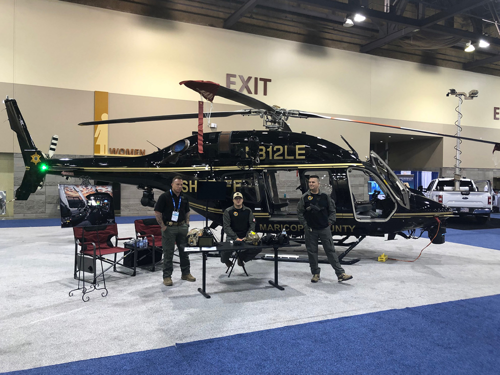The MCSO helicopter on display at the Phoenix Convention Center